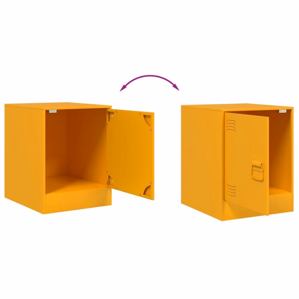 Berkfield Home Set of 2 Stylish Metal Bedside Cabinets in Mustard Yellow, W/D/H: 34.5 x 39 x 44 cm – 2