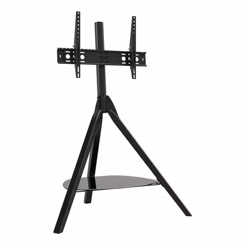 AVF Hoxton Black Tripod TV Floor Stand with Wood Legs and Black Glass Shelf for TVs 32 to 70 inches – 2