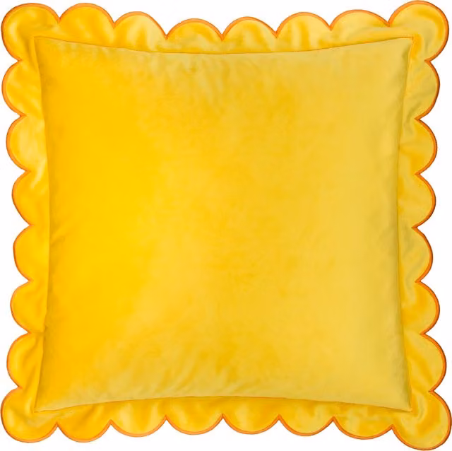 Make It A Home Lil Scallop Velvet Cushion in Yellow with Feather Filling