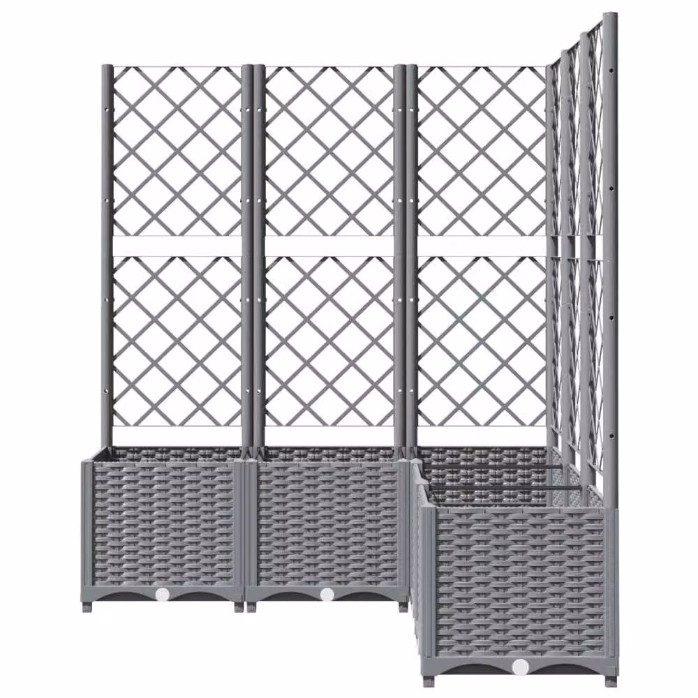 Berkfield Home Garden Planter with Trellis in Light Grey, W/D/H: 120 x 120 x 136 cm – 3