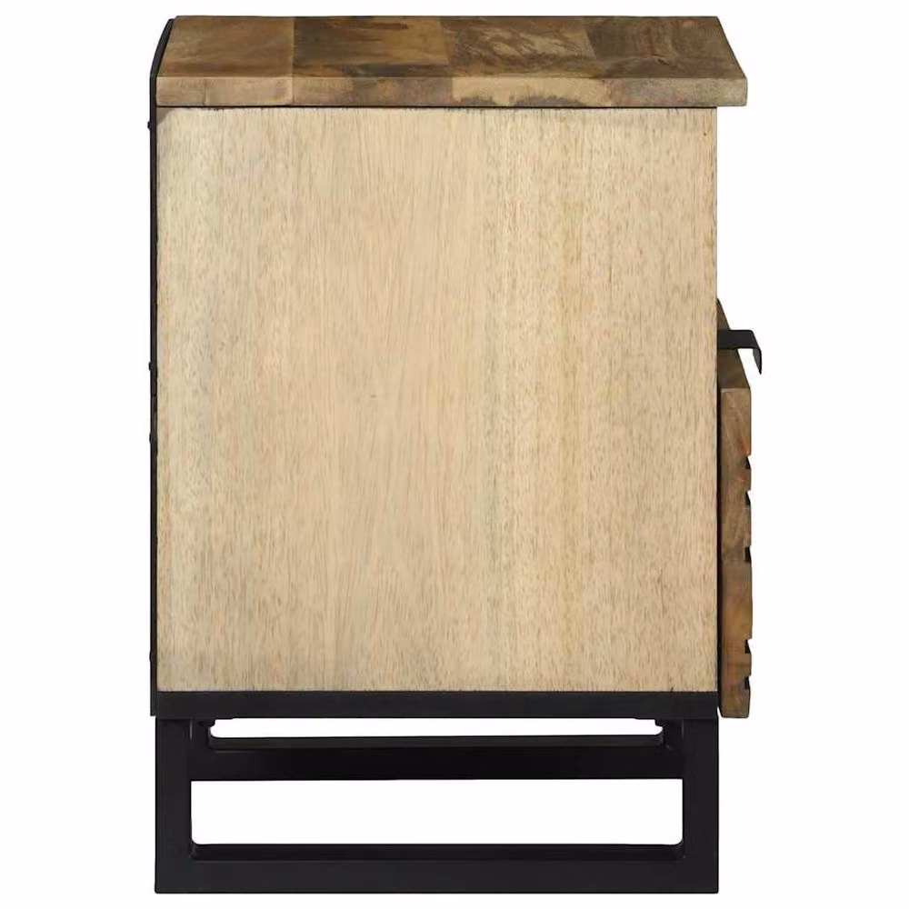 Berkfield Home Modern Bedside Cabinet in Brown Solid Mango Wood, W/D/H: 40 x 33 x 46 cm – 3
