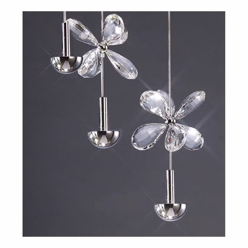 Netlighting Aviva 6 Light LED Ceiling Cluster Pendant in Chrome and Grey Crystal – 3