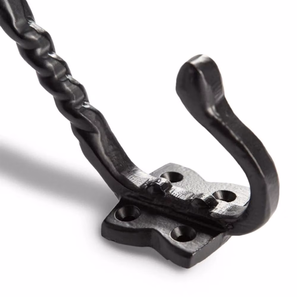 Havendro 5-Hook Twisted Scroll Hat and Coat Hook, Black Cast Iron – 2