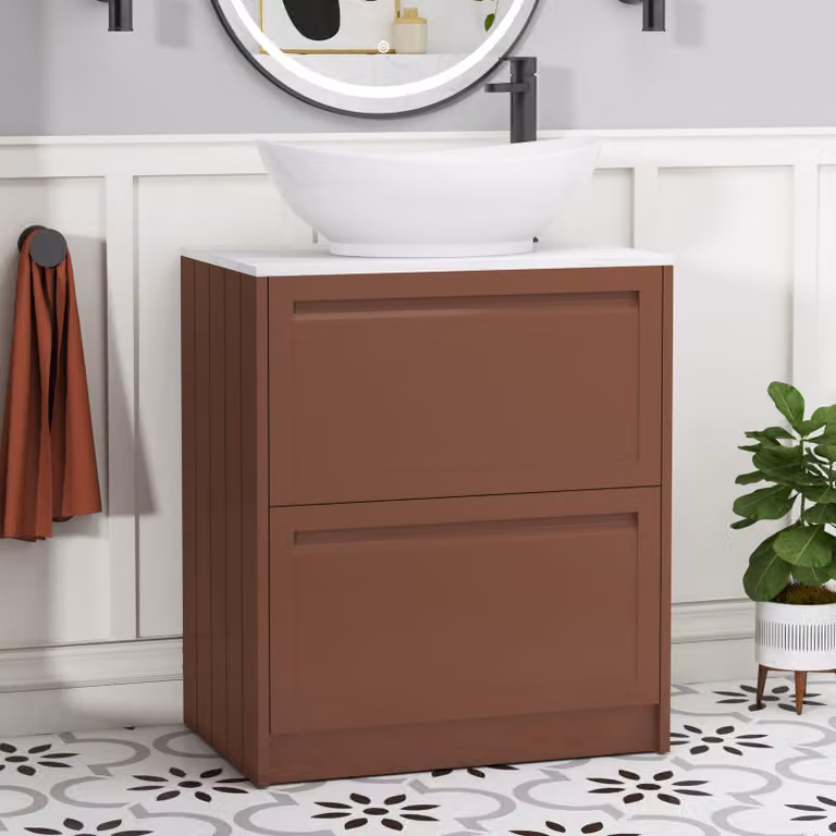 Royal Bathrooms Elmore 700mm Terracotta Clay Floor Standing 2 Drawer Vanity Unit with Amaze Basin