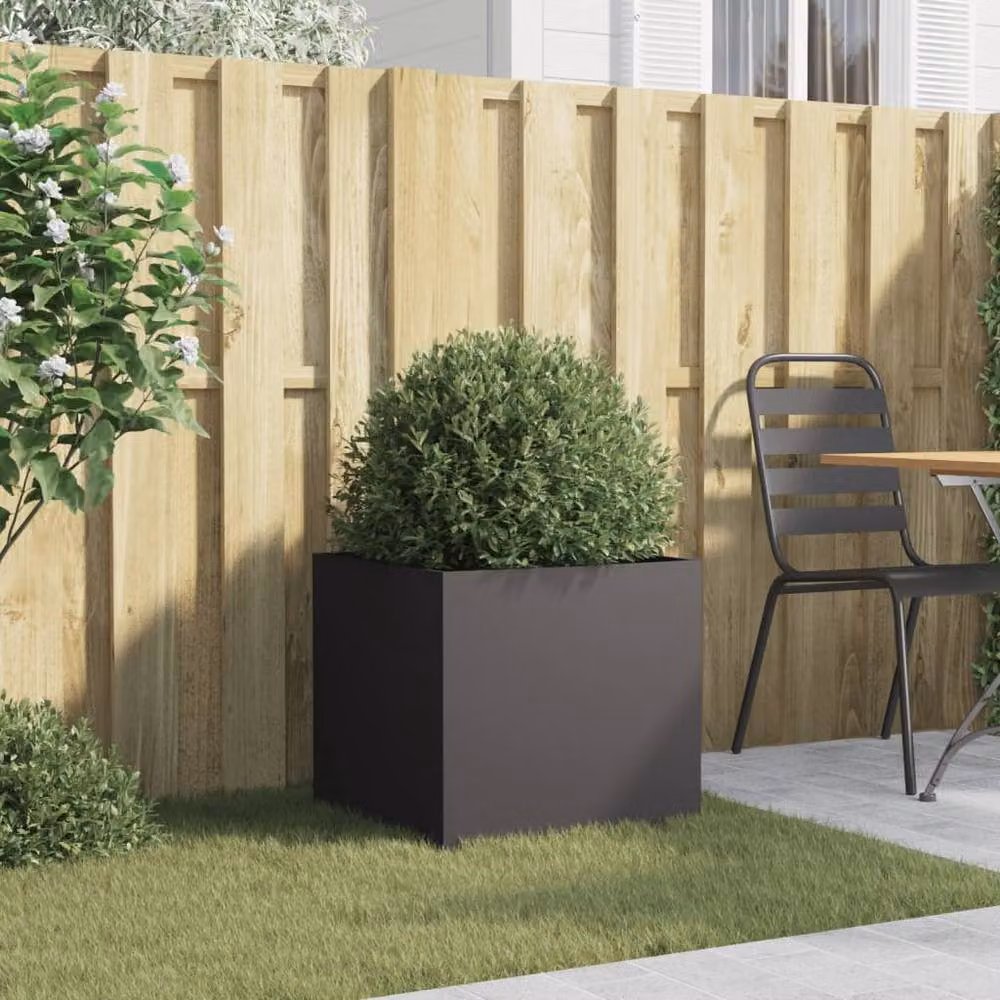 Berkfield Home Black Steel Ornamental Garden Planter Tub W/D/H: 49 x 47 x 46 cm – 3