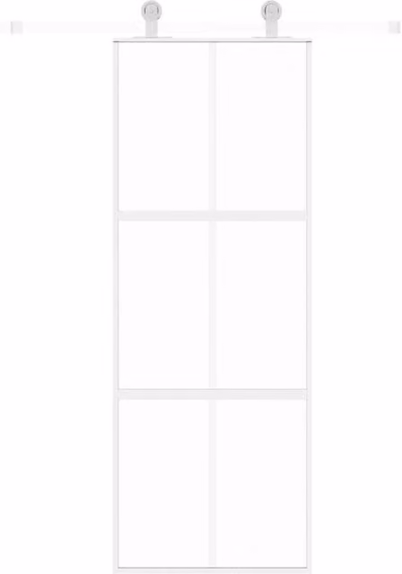 Berkfield Home Modern White Sliding Door with Transparent Tempered Glass and Aluminium, W: 76 cm, H: 205 cm