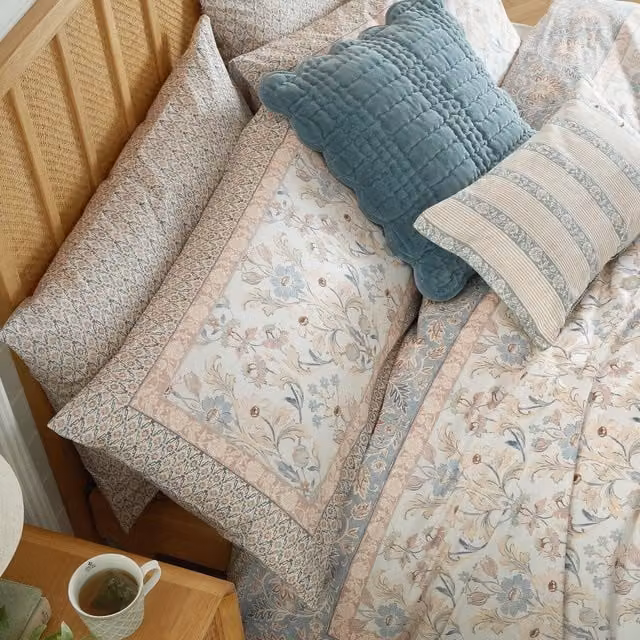 Laura Ashley Semington Pair of Cotton Housewife Pillowcases in Dusty Pink with Floral Design