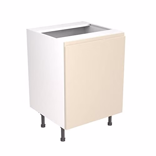 Kitchen Kit Cashmere Gloss Flatpack Sink Base Cabinet with J-Pull Doors, W: 60 cm, H: 87 cm