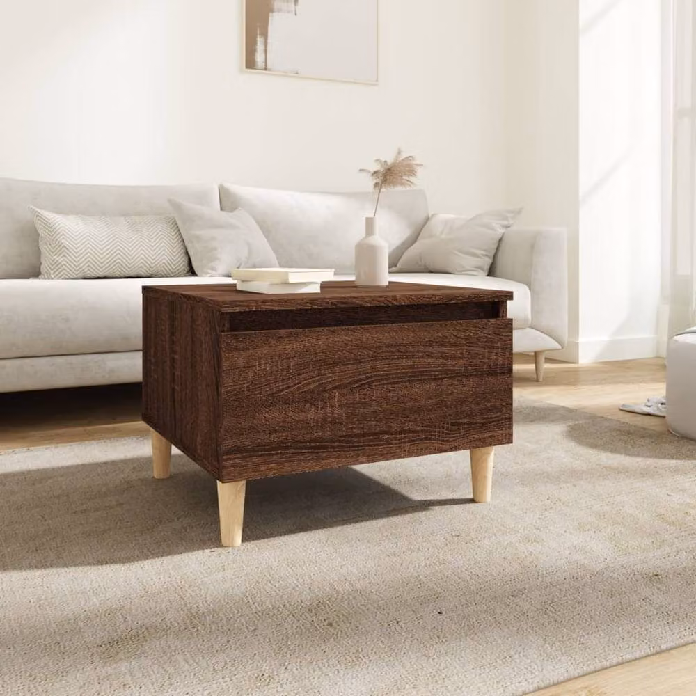 Berkfield Home Side Table in Brown Oak, W: 50 cm, D: 46 cm, H: 35 cm – 2
