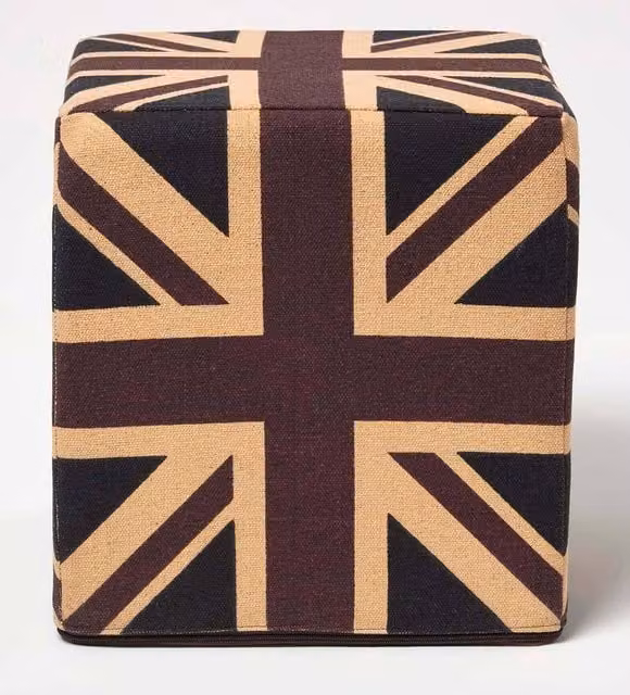Homescapes Vintage Union Jack Cotton Cube Pouffe in Multicolour – 1