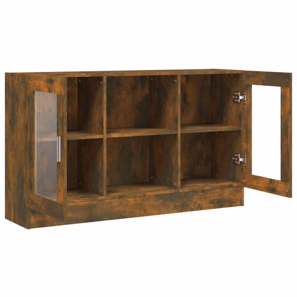 Berkfield Home Vitrine Cabinet in Smoked Oak Brown with Glass Doors, W/D/H: 120 x 30.5 x 70 cm – 3