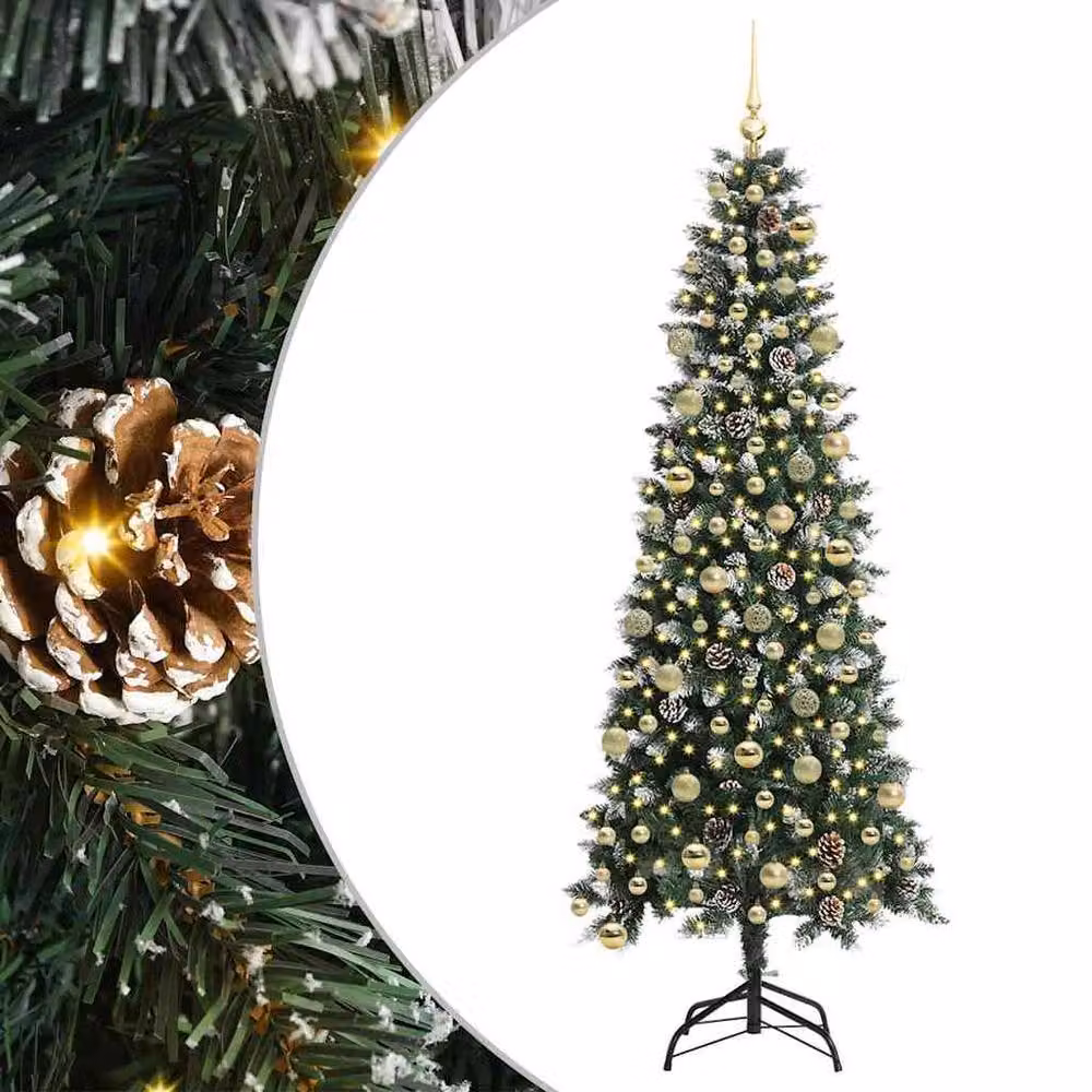 Berkfield Home Artificial Christmas Tree with 300 LEDs, Green, W/D/H: 86 x 86 x 210 cm – 2