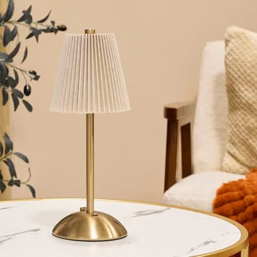 OHS Rechargeable Cordless LED Table Lamp with Touch Control in Natural Beige and Wood – 2