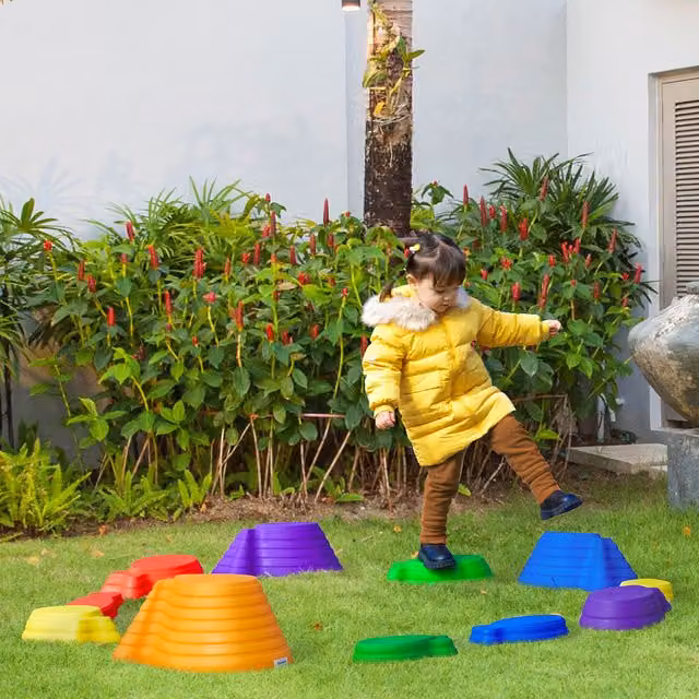 Outsunny 11-Piece Kids Balance Stepping Stones in Multicoloured