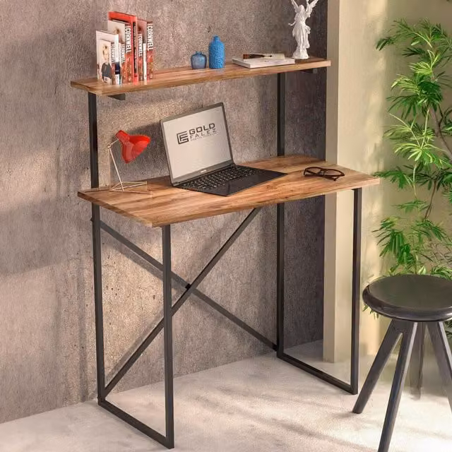 Wohoohome Industrial Computer Desk in Brown and Black
