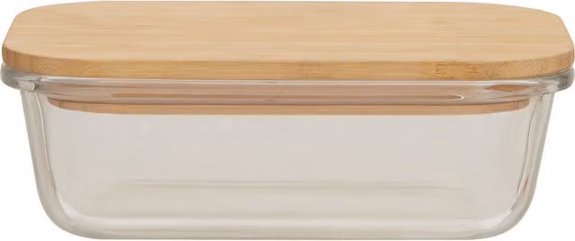 Orsina Airtight Glass Container with Bamboo Lid and Silicone Seal, 640 ml, Transparent and Beige