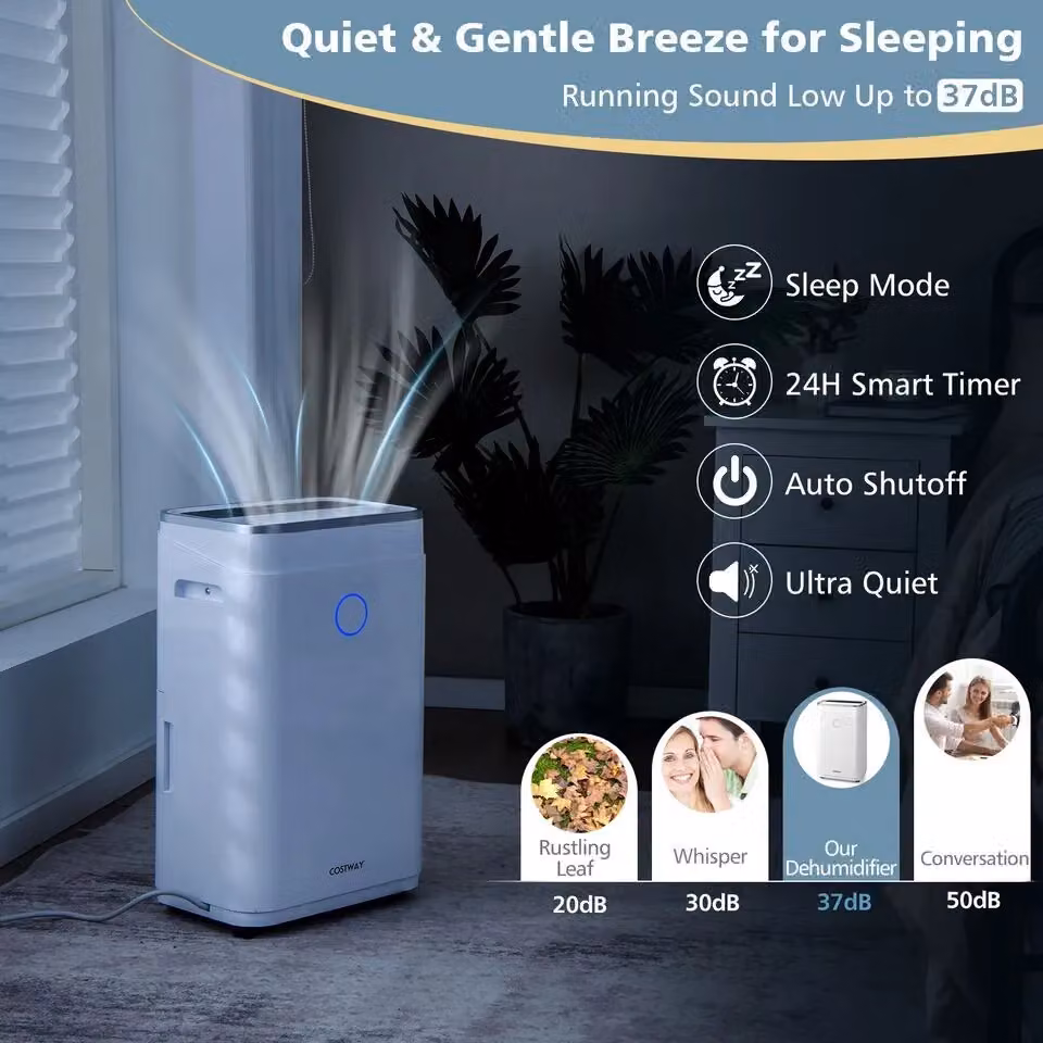 Costway Portable Electric Dehumidifier in White with 20L/Day Capacity, 3 Modes and 24H Timer – 2