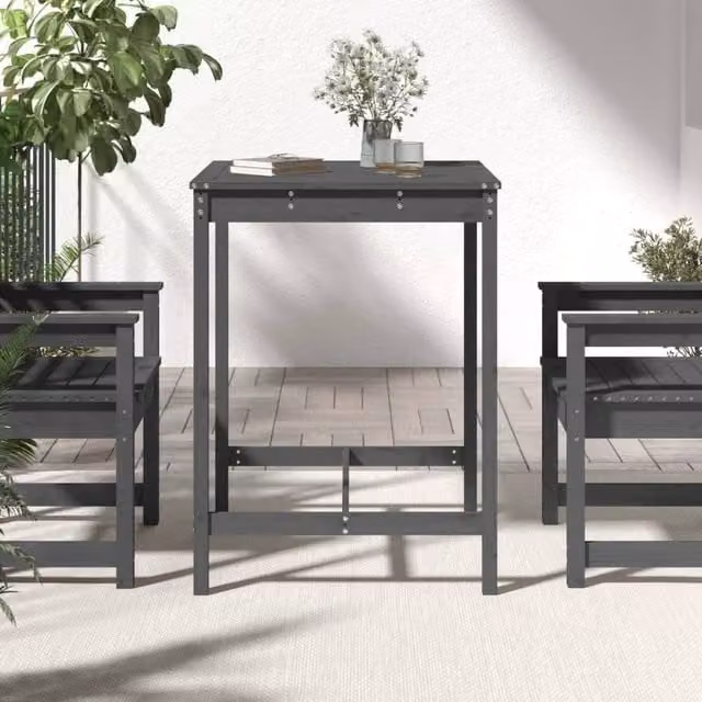 Berkfield Modern Square Garden Table in Grey Solid Pine, W/D/H: 82.5 x 82.5 x 110 cm – 1