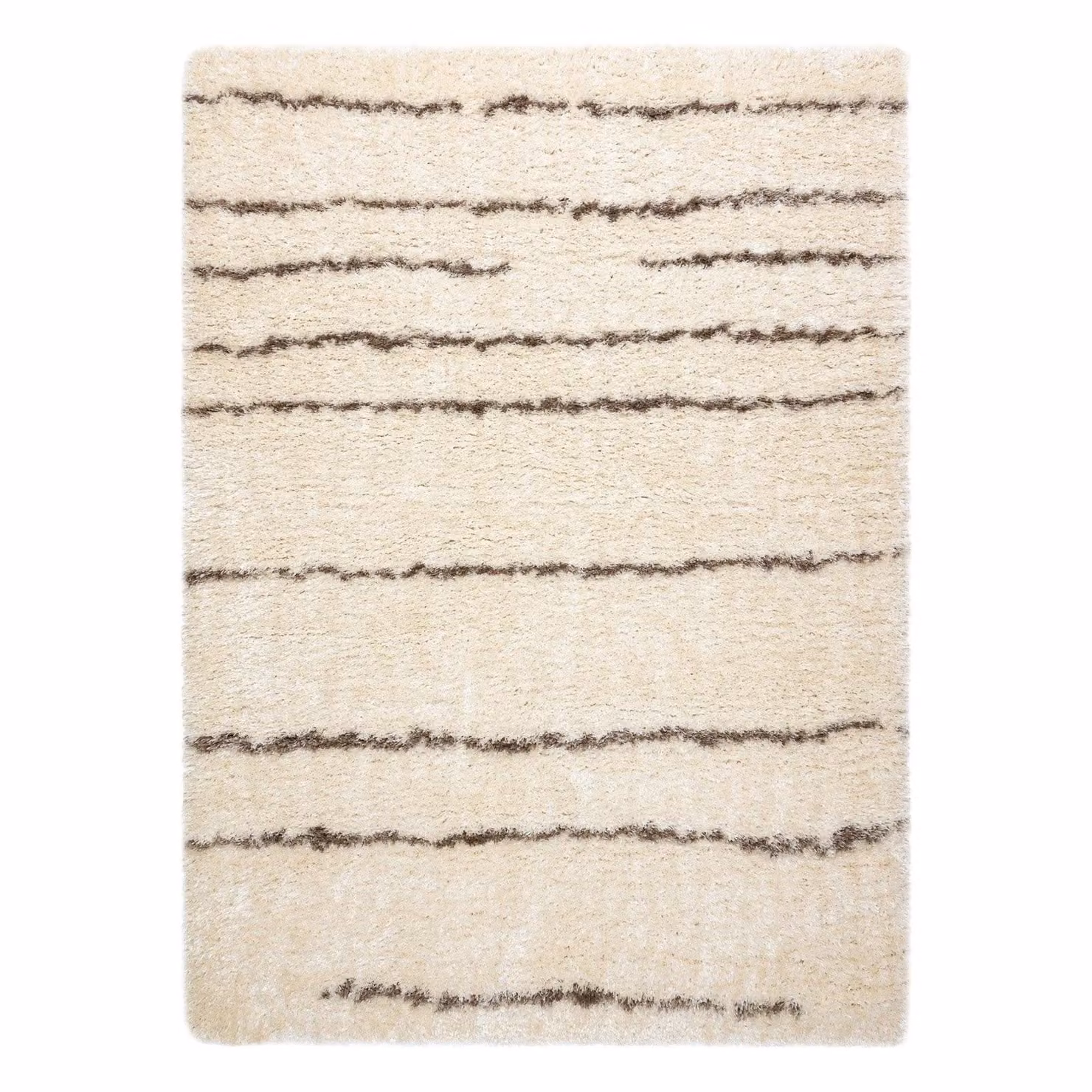 RugsX Fluffy Striped Yellow Rectangular Rug, W/D/H: 170 x 120 x 5 cm