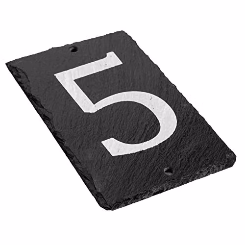 Nicola Spring Natural Solid Slate House Number Plaque in Grey and White, W/H: 9 x 14.5 cm – 7