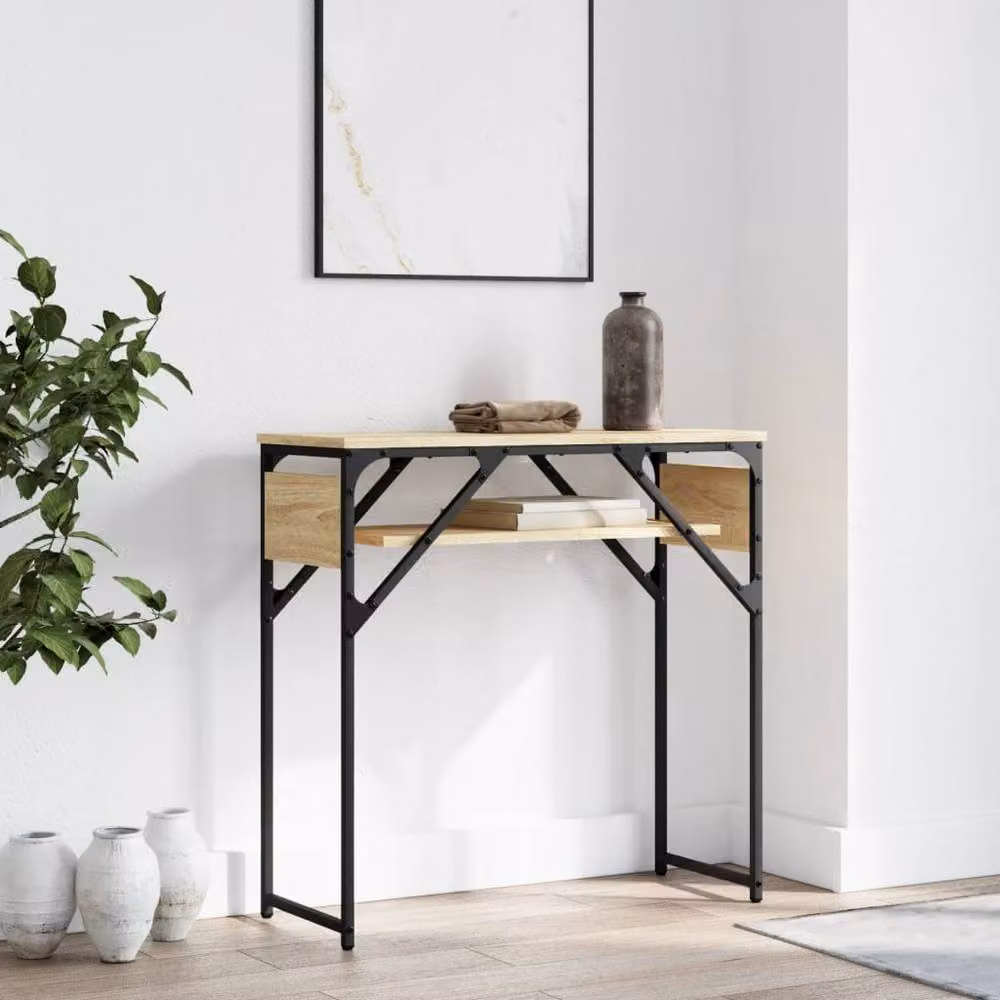 Berkfield Home Console Table with Shelf in Sonoma Oak Brown, W/D/H: 75 x 30 x 75 cm – 2