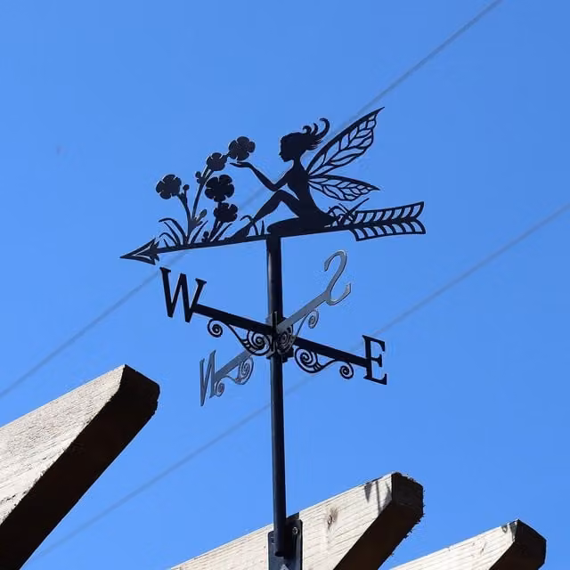Betley Butterfly Fairy Silhouette Weathervane Black Metal Garden Ornament