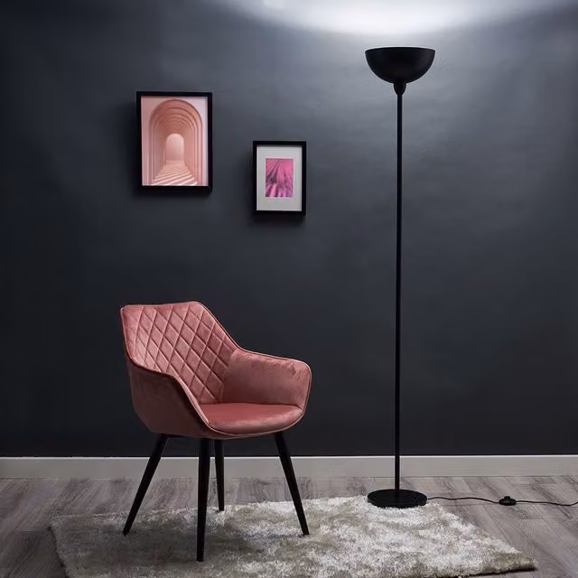 MiniSun Modern Matt Black Dome Uplighter Floor Lamp – 3