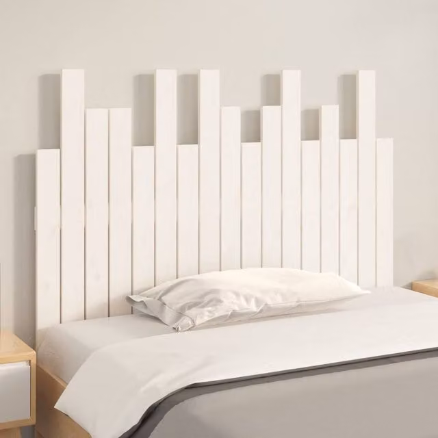 Berkfield Home White Solid Wood Pine Wall Headboard W: 108 cm, D: 3 cm, H: 80 cm – 1