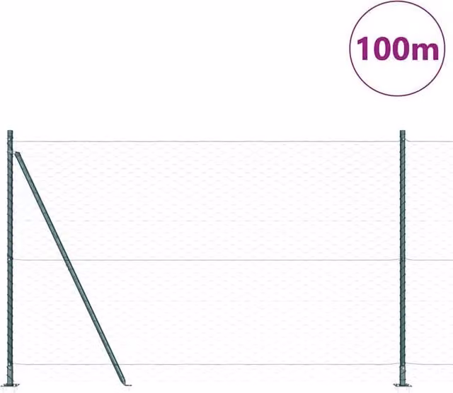 Berkfield Home Green Powder-Coated Steel Hexagon Fence, H: 150 cm x L: 100 m