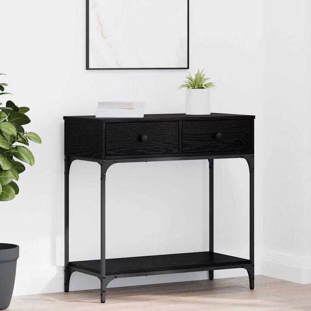 Berkfield Home Black Oak Console Table, W/D/H: 75 x 34.5 x 75 cm – 2