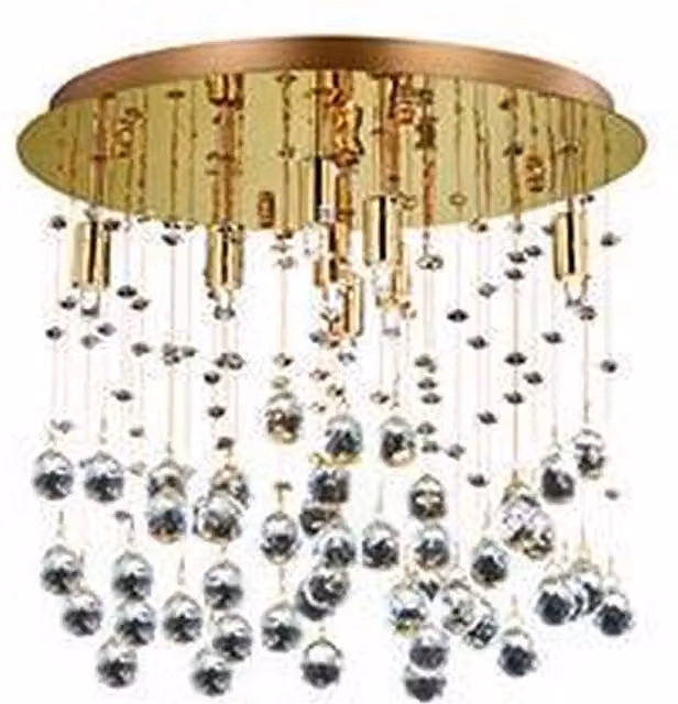 Ideal Lux Moonlight 8 Light Crystal and Metal Ceiling Pendant in Gold