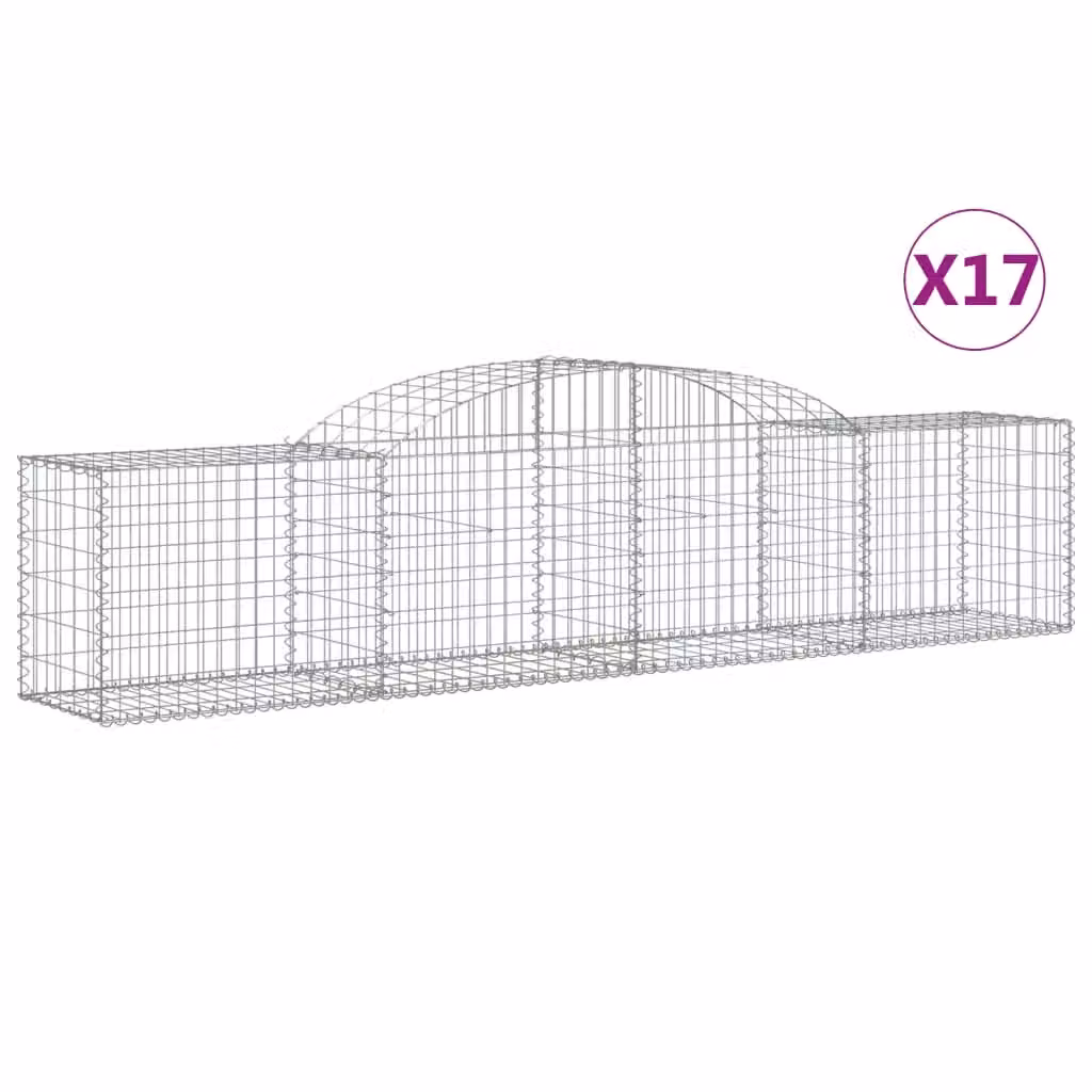 Berkfield Home Arched Gabion Baskets, 17 Piece Set, Silver Galvanised Steel, W: 300 cm, D: 50 cm, H: 60-80 cm – 2
