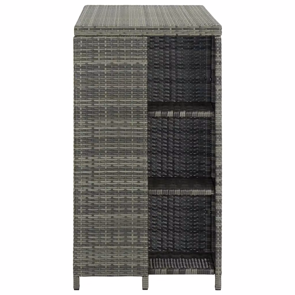 Berkfield Home Bar Table with Storage Rack in Grey Poly Rattan, W/D/H: 120 x 60 x 110 cm – 3