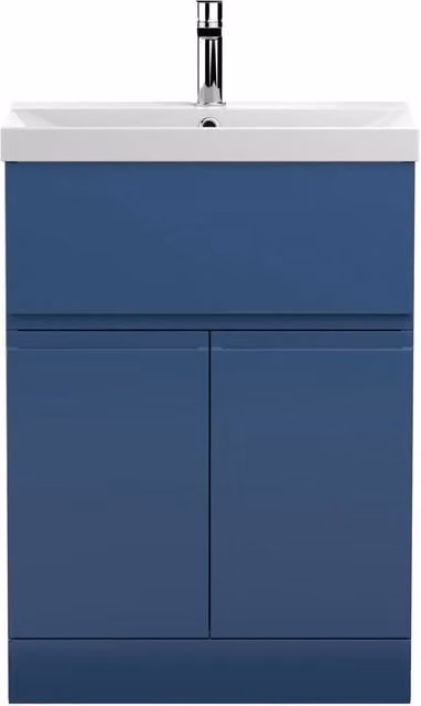 Balterley Mavesyn 2 Door 1 Drawer Freestanding Vanity Basin Unit in Blue, Width: 60 cm