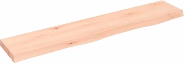 Berkfield Home Rustic Untreated Solid Oak Wall Shelf in Brown, W/D/H: 100 x 20 x 4 cm