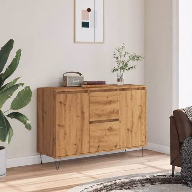 Berkfield Home Artisan Oak Sideboard in Brown, W/D/H: 104 x 35 x 70 cm – 1