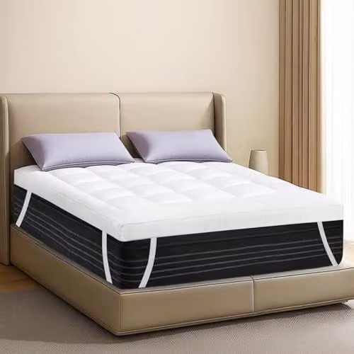 Lavio White Microfibre Thick King Mattress Topper with 10cm Depth and Elastic Straps – 7