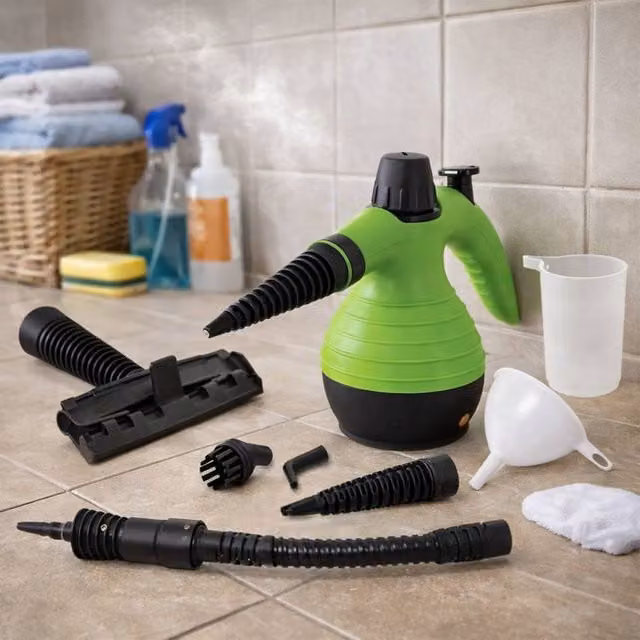 Dragodirect Electric Handheld Steam Cleaner with Accessories, Green, 350ml – 1