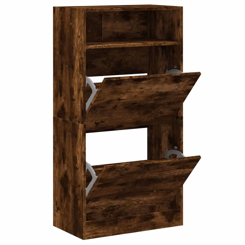 Berkfield Home Smoked Oak Shoe Cabinet in Brown, W: 60 cm, D: 34 cm, H: 116 cm – 2