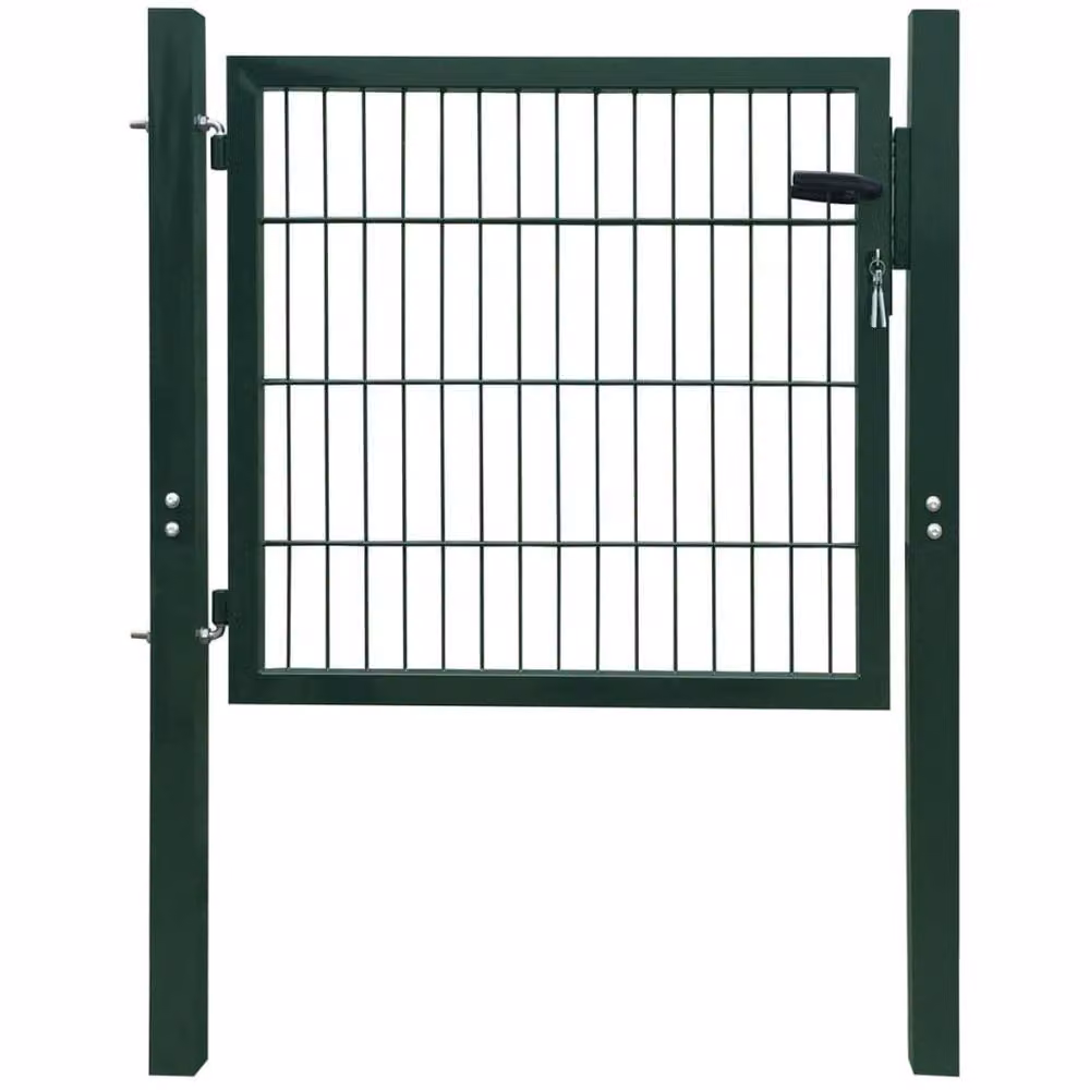 Berkfield Home Durable 2D Single Steel Swing Fence Gate, Green, W: 106 cm, H: 130 cm – 2