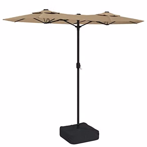 vidaXL Double-Head Cantilever Garden Umbrella in Taupe with Polyester Canopy and Metal Frame