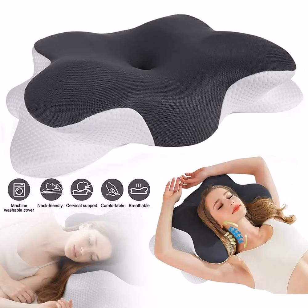 PAWNORA Memory Foam Neck Pain Relief Pillow in Grey, W: 120 cm, D: 135 cm – 3