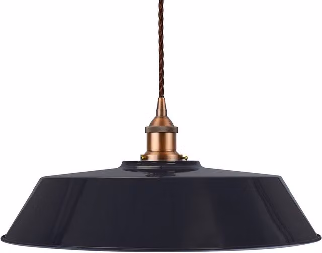 SE Home Chancery Large Suspended Pendant Light in Navy Blue and Matt Antique Copper