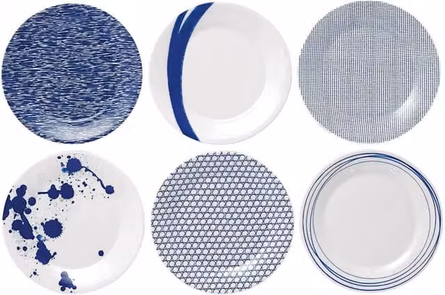 Royal Doulton Pacific Blue Mix Porcelain Dinner Plate Set of 6