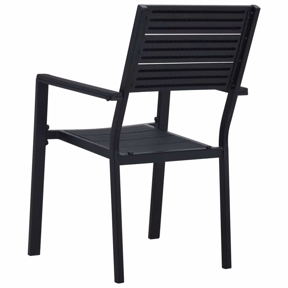 Berkfield Home Set of 2 Modern Black Wood Look Garden Chairs in HDPE and Steel – 4