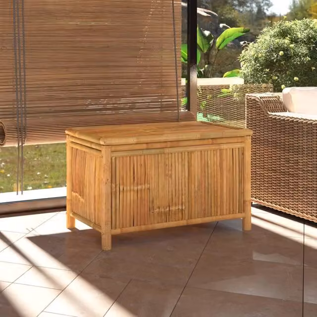 Berkfield Home Garden Storage Box in Brown Bamboo, W/D/H: 90 x 52 x 55 cm