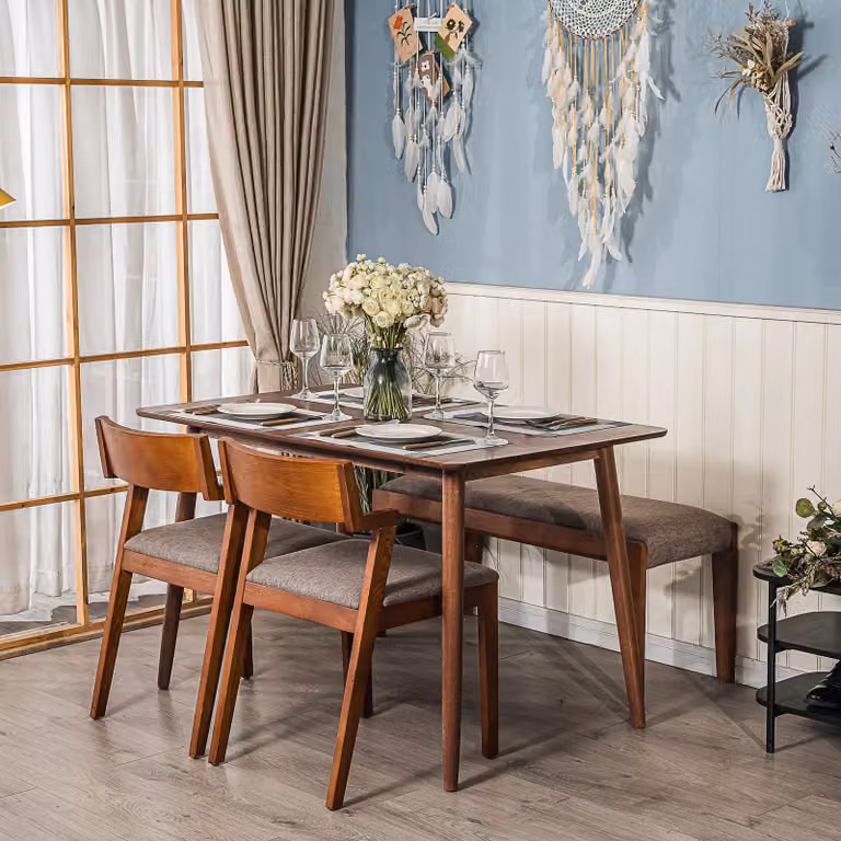 Nordlys Rectangular Wood Dining Table in Walnut Brown, Length: 120 cm