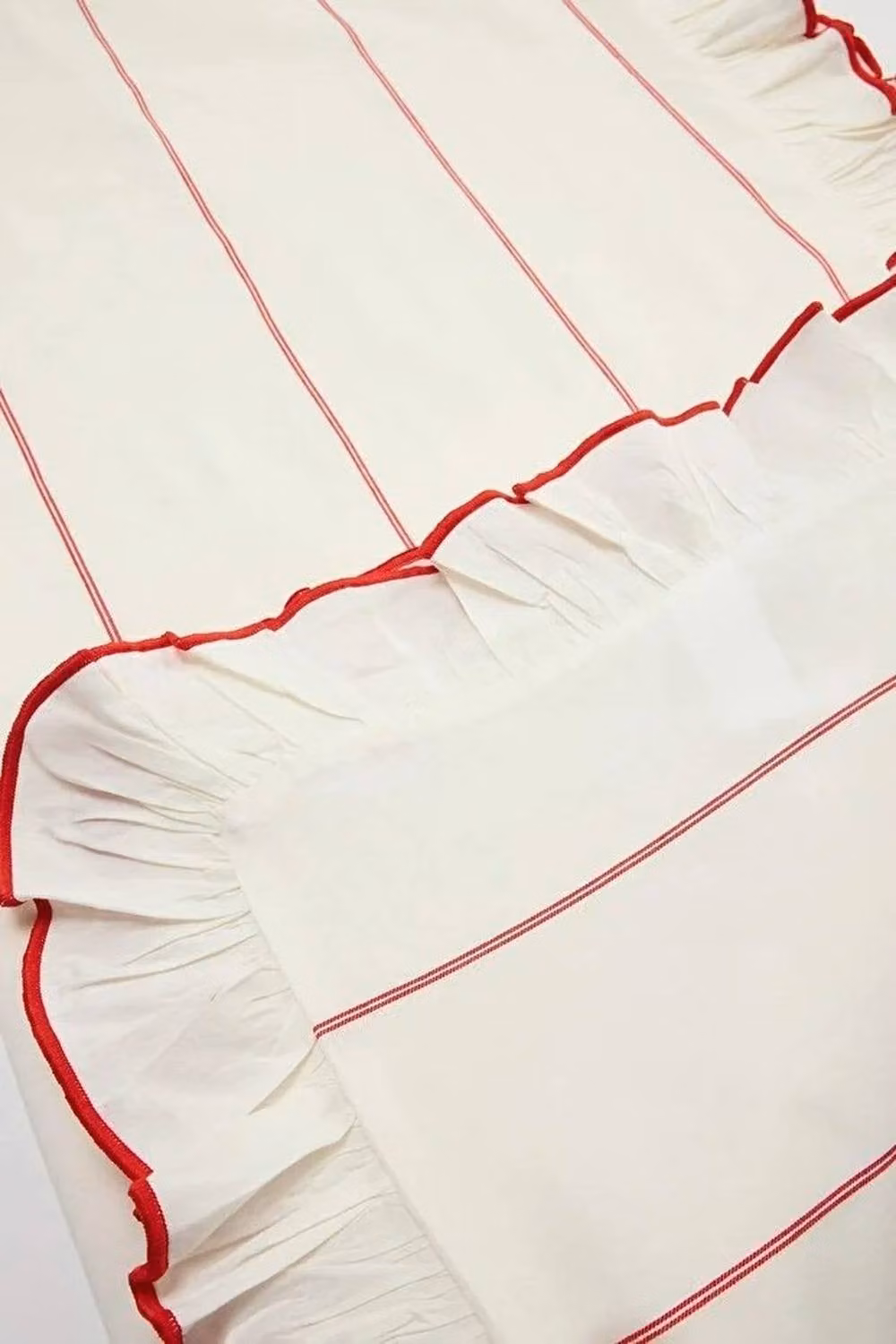 WOVCOR Striped Frill Trim Cotton Duvet Cover and Pillowcase Set, Multicolour and White, W: 200 cm, H: 220 cm – 2