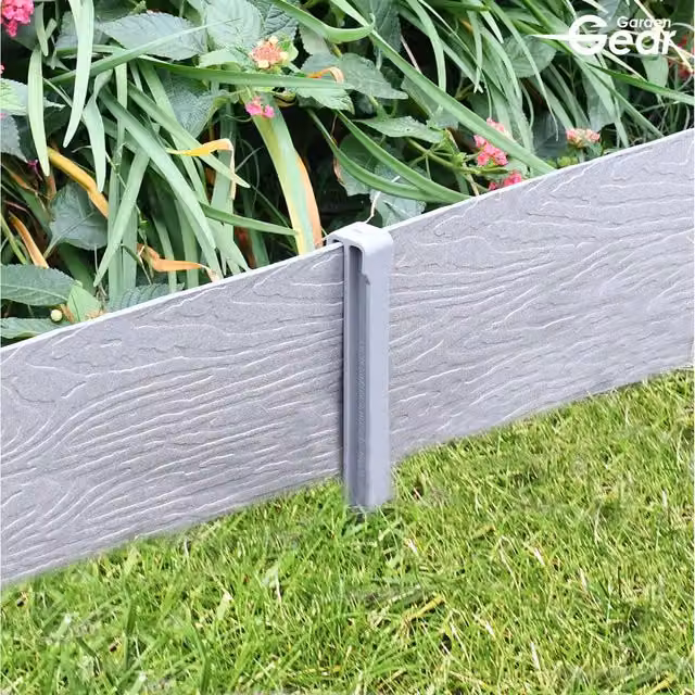 Garden Gear Woodgrain Effect Plastic Garden Border Edging in Grey