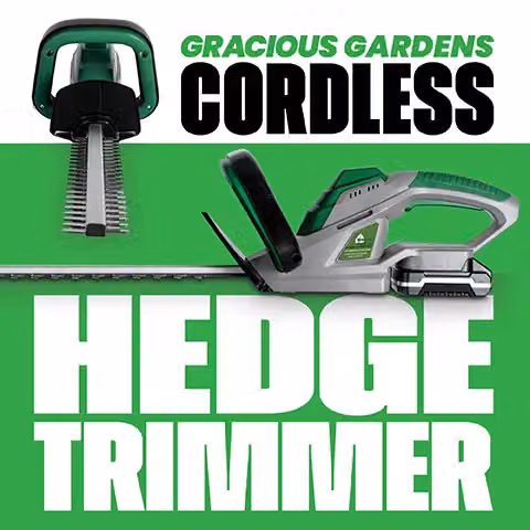 Gracious Gardens 18V Cordless Reciprocating Hedge Trimmer with 51cm Blade, Rechargeable Battery and Charger in Green and Grey – 6